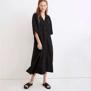 Madewell Lightestspun Cover-Up Maxi Shirtdress Size Medium Black